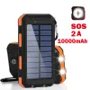 Anelli portatili a potenza solare da 10000 mAh USB 2A Carica rapida PowerBank 3Defenss 3Defensie Flasona segnale SOS con portachiavi con portachiavi