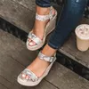 Summer Platform Sandals Women Peep Toe High Wedges Heel Ankle Buckles Sandalia Espadrilles Female Shoes 240412