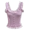 Womens Tanks Vest Sweet Girl Lace Sleeveless Bottoming Camisole 2024 Summer Outer Wear Inner Slimming Tops