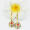 Dangle Earrings High Quality Unique Design 14mm Long Drop For Women Girls Gold-color Hollow Cloisonne Fine Jewelry B2590