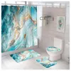 Shower Curtains Quick-dry Bathroom Accessories Waterproof Curtain Set With Anti-slip Rug Soft Flannel Bath Mat Durable For