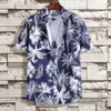 Herren Tracksuits Bugilaku Strandstil zweiteiliger Männer Blumendruck Kurzarm Shirt High Taille Shorts Ankunft Casual Holiday Sets