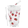 Verres à vin 350 ml mignon verre à fraise haut borosilicate bpa tasse de café gratuit avec paille créative de thé au lait waterware cadeau