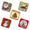 Retire os contêineres 5pcs de Natal Candy Square Candy Presente Tin Biscoits Caixa de biscoitos Ornamento para decoração