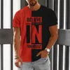 Mens Breathable Fitness Sports Short Sleeve Boutique Fashion Letter Element Printed T-Shirt Summer Casual Undershirt Mens Top 240412