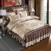 Beddengoed stelt eerbetoon zijde jacquard vierdelige bedrok rok kanten quilt deksel alle katoenen pure matras dekbed