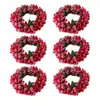 Decorative Flowers 6Pcs Christmas Candle Ring Wreath Ornament Greenery Farmhouse For Party Home Valentine's Day Tabletop Decorations