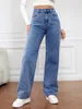 Jeans femminile 2024 gamba alta in vita alta donna semplice stile di cotone casual pantaloni di denim signore sciolte streetwear