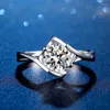 Cluster Rings Yanleyu Romantic Heart Engagement For Women Original Real Platinum PT950 1.0CT Moissanite Diamond Wedding Ring Jewelry