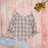 Womens Fashion Check Casual Loose Shirt Jacket Autumn Long Sleeve Plaid Hooded Tops Plus Size Clothing 20232024 240412