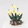 Decorative Figurines 1PC Mini Yellow Flower Bush Scale Model 1:12 Dollhouse Miniature Simulation Models Ornaments Home Decor Crafts