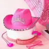 Bérets Pink Cowboy Hat Hingestones Mouriote de boucle de boucles de soleil Gift Counge pour cowgirl Scarf Carnivals Music Festival