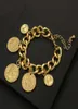 Bracelets de charme Bangle Link Flashbuy Large Gold Punk Chain Coins Personnalité Portrait vintage pour femmes Jielts de mode Accessorie9159257