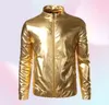 Hela nattklubben Trend Metallic Gold Shiny Jacket Men Veste Homme Fashion Brand Frontzip Lightweight Baseball Bomber Jacket B1878389