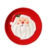 Placas Adorável Papai Noel Claus Tableware Conjunto de relevo de cerâmica de cerâmica pintada à mão Placa decorativa de pastelaria de doces de disco grande