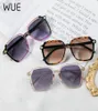 Sunglasses WUE Retro Ladies Plastic Brand Designer Bee Polygon Luxury Brown Leopard Print Female Gradient4597044