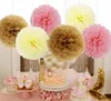 Fleurs décoratives 10 pièces par lot Ivoire papier de soie Pom Pom Poms Boulons DIY Mariage Baby Shower Hanging Decoration