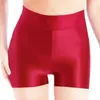 Kvinnors shorts Glossy Se genom High midja Kvinnor Underkläder Elastisk yoga underlag plus storlek Boxare trosor