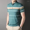 Herren Polos Top-Grad-Garnfärben nicht-markierender Prozess Sommer Polo-Hemden für Männer Kurzarm Slim Fit Casual Tops Fashions Herren Kleidung