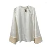 Blouses pour femmes Shirts vintage Satin Floral Style chinois Spring / été Summer Femmes Tops Tops Clothes Fashion Ycmyunyan
