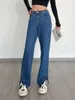 Jeans femminile tvvovvin high side sloist split gamba dritta pantaloni sottili pavimenti casual sciolti che trascina i pantaloni primaverili 5h5s