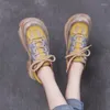 Lässige Schuhe 2024 Frühling Frauen Single echtes Kuhleder Schnürten Sneakers gemischte Farben Mode Original Design für Frauen