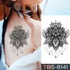 Vattentät tillfällig tatuering klistermärke bröst spetsen henna mandala flash tatueringar varg diamant blommor kropp konst arm falska tatoo kvinnor män 240408