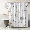 Shower Curtains Polyester Beige Water-Color Flower Curtain Extra Thick Not Skin Attaching Hygienic Flowers