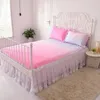 Zestawy pościeli Macaron Candy Gradient Kolor Princess Style Sweet Home Zestaw koronkowy spódnica z łóżkiem cztery kawałki B11