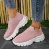 Casual schoenen Ademen gebreide sneakers voor vrouwen slip-on dikke bodem mesh vulcanize dames plus maat 42 niet-slip sok