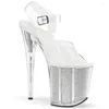 Dansskor Sexig Crystal 20cm Super Dancing High-Heeled Ladies 'Sandals 8-tums Model Catwalk