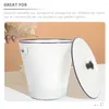 Garrafas de armazenamento Bucket de esmalte com tampa pequena lixo pode fazer farinha branca balde de balde de leite vaso de lixo composto de lixo vasos rústicos