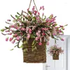 Decorative Flowers Hanging Bucket Wreath Wreaths For Front Door Farmhouse Spring Decor Garden Wedding Rustic Decoration