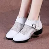 Dance Shoes Women Square Breathable Soft Leather Mesh Sailor Sneakers Dancing Modern