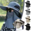 Berets Sunshade Hat Big Eal Mask Mask Fishing Outdoor Hiking Protection Sun Caps Werk afneembare klimsporten R4R3