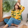 Vêtements à domicile jrmissli Produit d'automne Animal Imprimé pur coton Femmes Pyjamas Vêtements de nuit Sleep Lounge