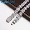 Halsband 10mm 12mm Square Hip Hop Sier Cuban D VVS Ball Moissanite isskurna Link Chain Jewelry Women Män gåvor