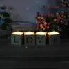 Kaarsenhouders 4 stks houten houder kandelaar Love Natural Romantic Tea Light Dinner Wedding Bar Party Confession Valentijnsdag