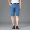 Klassieke stijl Summer Mens Business Thin Denim Shorts Lyocell Fabric Straight Fit Stretch Blue Short Jeans Male Brand 240410