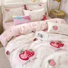 Bedding Sets Yaapeet 3/4pcs Cartoon Pattern Set Warm Polyester Bedroom Pastoral Linens High Quality Quilt Cover Pillowcase