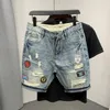 Zomer luxe heren shorts Koreaanse stijl streetwear korte jeans met ontwerper grote zakken lading casual denim shorts 240410