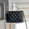 10A mirror quality luxury makeup box with chain bag 17cm makeup bag designer bag, mirror crossbody makeup bag with box YC404