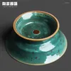 プレートYuzhou Kiln Green Mineral Glaze High Snack Tray Home Ceramic Desktop Fruit Pastry Cookie Candy Place