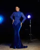 Abiti per feste 2024 ASO EBI Royal Blue Mermaid Prom in rilievo con paillettes Secondo reception Accogliente Ottimo di fidanzamento