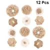 Decorative Flowers 12 Pcs/2 Wedding Jute Bow Party Cloth Accessory Ribbon Roses Natural Style Flower Decoration