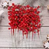 Decorative Flowers 1/10pcs Christmas Decoration Artificial Berry Red Cherry Wedding Party Gift Box DIY Wreath Home Oranments Fake