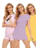 Lu Nylon Dance Summer Sexiga klänningar Kvinnors korta ärmsportklänning med valfri basgolftenniskjol