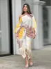 Elegant Color Block Tassel Women Skirt Suit Sexy Loose Off Shoulder 2 Pieces Sets 2024 Spring Summer Fashion Street Outfit 240403
