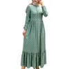 Etnische kleding Ramadan Moslimvrouwen Polka Dot Maxi Dress Retro Vintage Abayas Dubai Turkije Kaftan Saoedi -Arabisch Robe Marocain Jalabiya