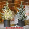 Decorative Flowers 2024 Christmas With Lights Small Mini Cedar Tabletop Tree Home Decoration Window Scene Year Decorations